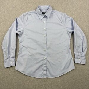 Brioni Shirt Womens 50 Blue Ventiquattro Classic Button Up Long Sleeve Italy